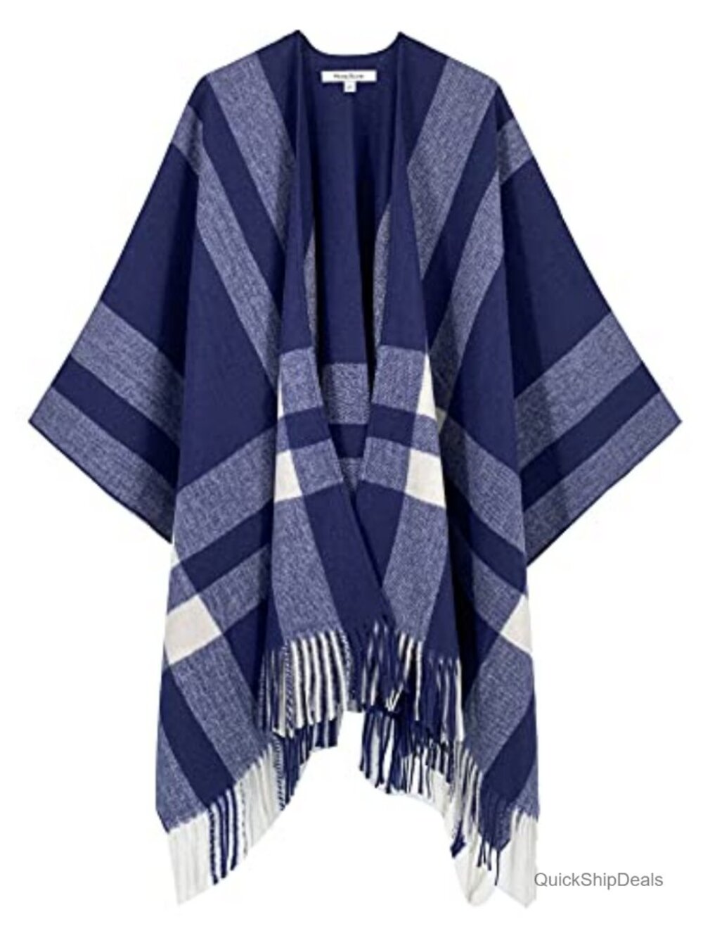 Plaid Poncho Shawl Wrap Cape Fringed Lightweight Travel Fall Winter